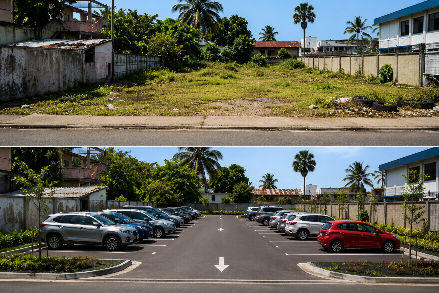 New parking lot on repurposed vacant urban land in Fiji
