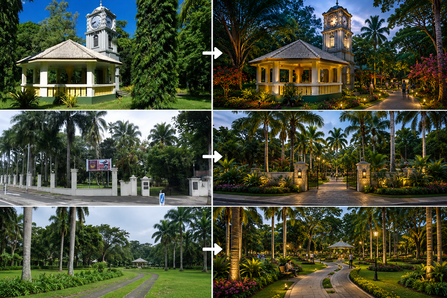 Thurston Gardens revitalized with diverse native plants, illuminated night paths, and community events in Suva, Fiji.