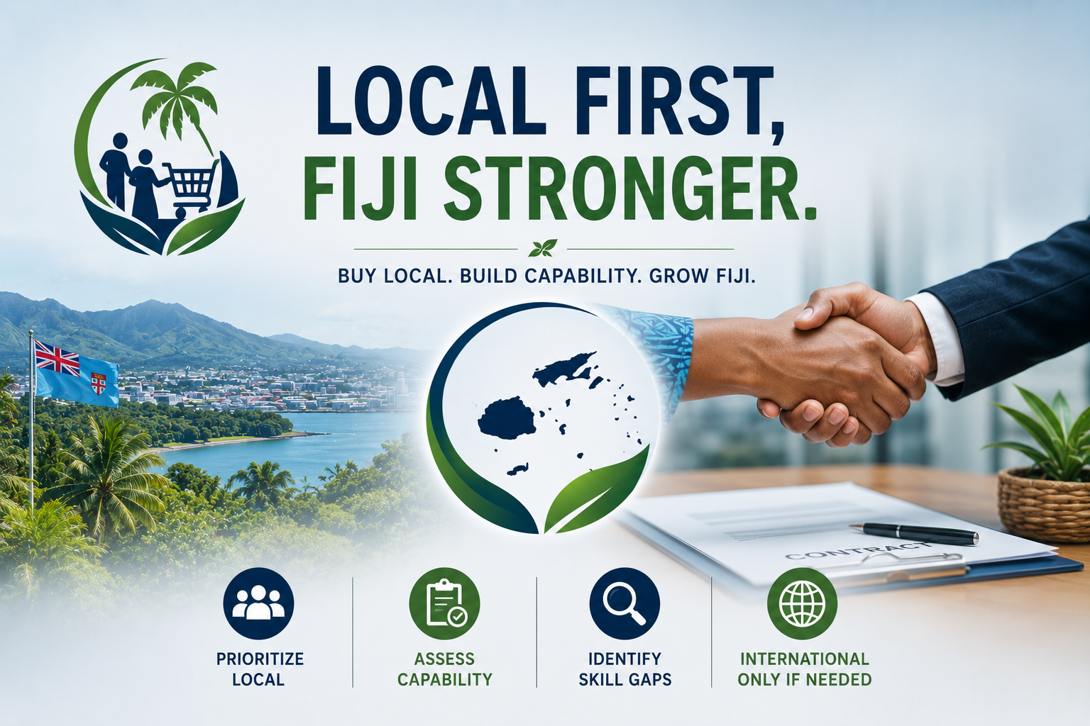 Infographic showing money circulating within Fiji among local businesses enhancing the economy